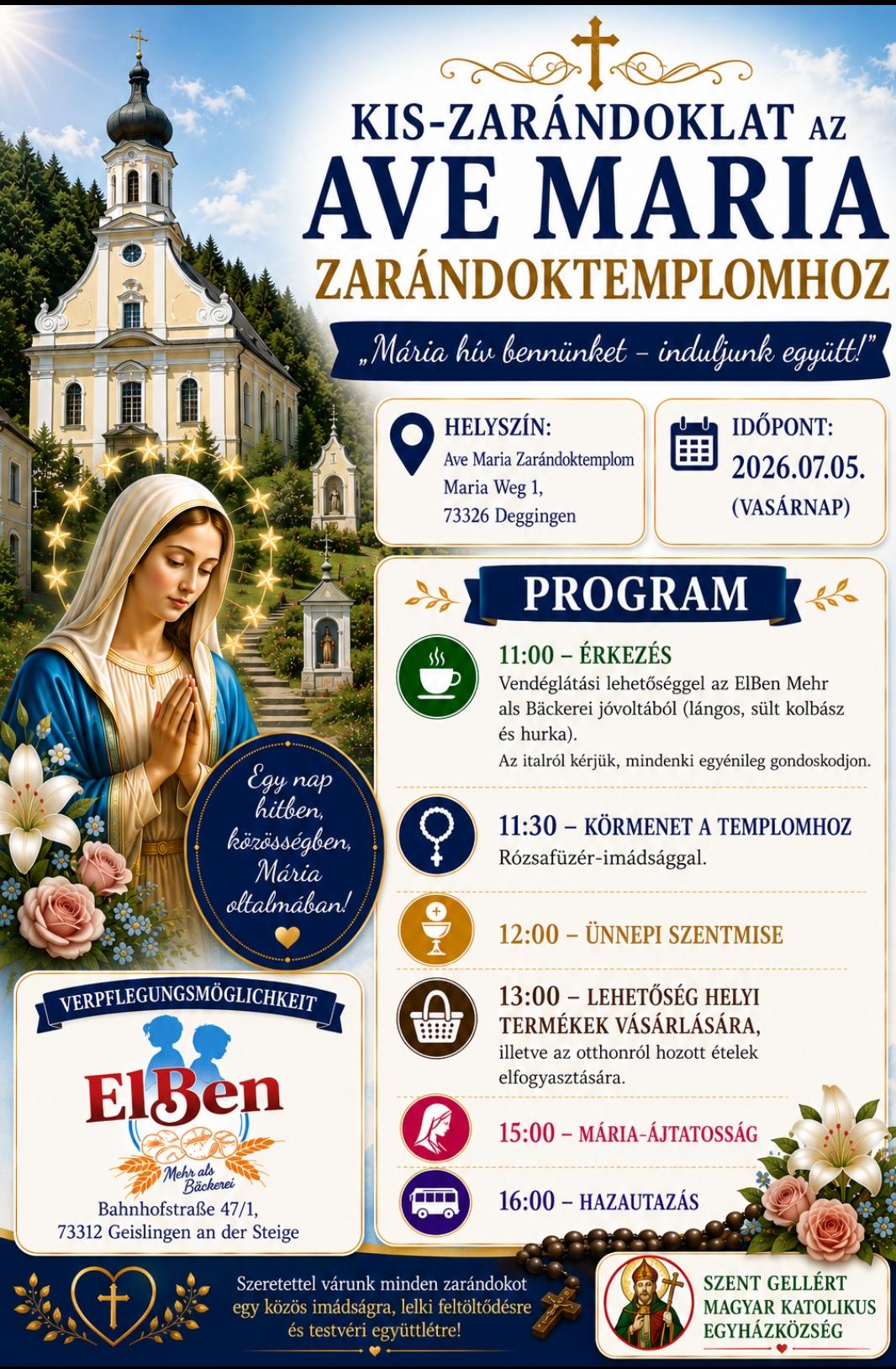 Kis-zarándoklat az Ave Maria zarándoktemplomba